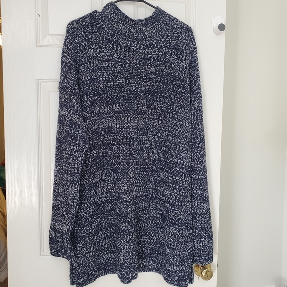 Gap Oversized Tunic Navy Blue Sweater Dress Chunky Knit Tapestry Mock Neck SZ:XL - Picture 1 of 8